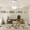 YUHAO 28 in. Integrated LED Kid's Room Matte White Ceiling Fans with Light Kit and Remote Control