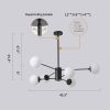 Modern American Style Chandelier, Wrought Iron Paint+Glass Lampshade, Black Dining Room Chandelier, 6 Bulbs (Excluding Bulbs)