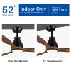 52 in. Outdoor/Indoor Integrated LED Imitation  Modern Ceiling Fan with Lights and Remote Control