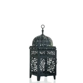 Moroccan Style Metal Craft Candlestick Hanging Lantern Weddi (Color: black)