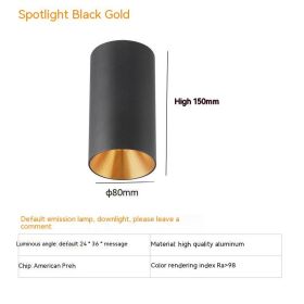 Thigh High Anti-glare Punch Free Ceiling Living Room Aisle Surface Mounted Spotlight (Option: 10w Neutral Light 4000k-Black Gold)