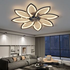 35Inches Ceiling Fan with Lights Remote Control Dimmable LED, 6 Gear Wind Speed Fan Light (Color: as Pic)