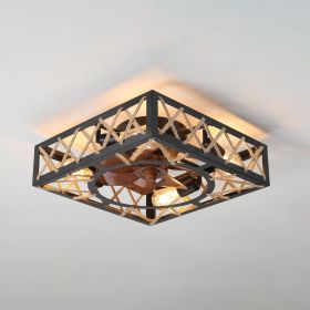 Ceiling Fan with Lights Dimmable LED (Color: black)